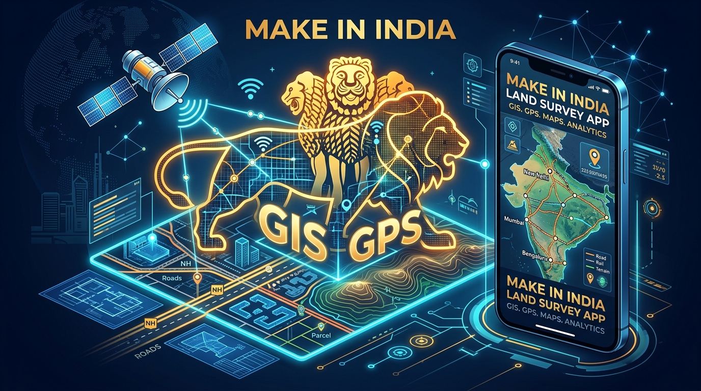 Make in India GIS Map Plotter Illustration